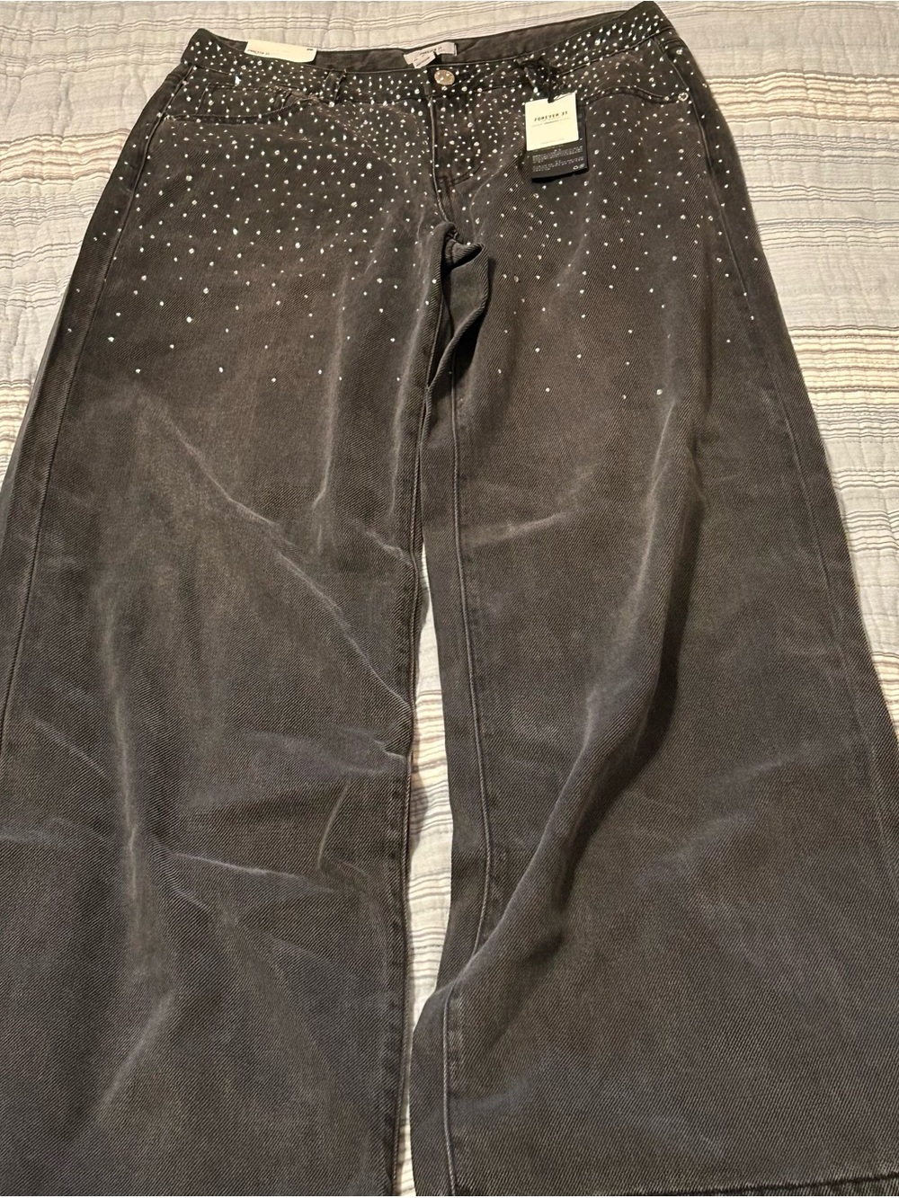 Forever 21 Black Rhinestone-Studded Pants